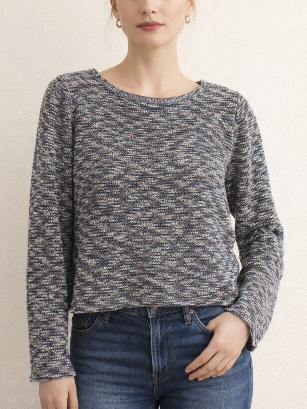Madewell Multicolor Marled Knit Pullover Sweater Size Medium Cotton, Pink/Gray